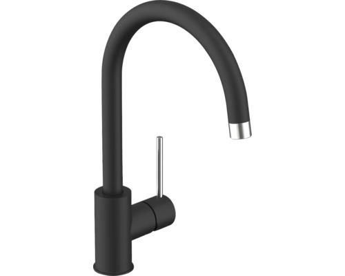 Svart köksblandare med hög pip