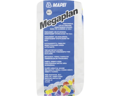Flytspackel MEGALINE Megaplan 20kg (Torktid: 1 cm/dygn) Säck Megaplan fibermurbruk, självutjämnande, cementbaserad för golvutjämning