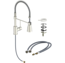 Köksblandare med spiralfjäder, duschslang och monteringsmaterial