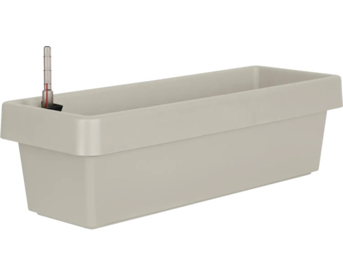 Självvattnande blomlåda GELI Viva Square plast 58,6x21,2x17,1cm sand Rektangulär blomlåda med vattennivåindikator