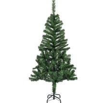 Konstgjord julgran på ett svart metallstativ