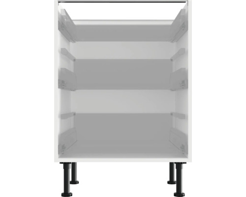 Vitt underskåp med utdragbara element och svarta ben.