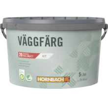 Burk med vit, halv matt väggfärg, innehåll fem liter