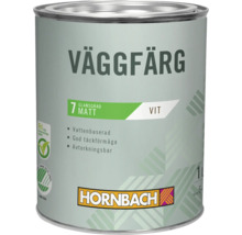Färg för väggar, matt, vit, en liter, Hornbach logotyp