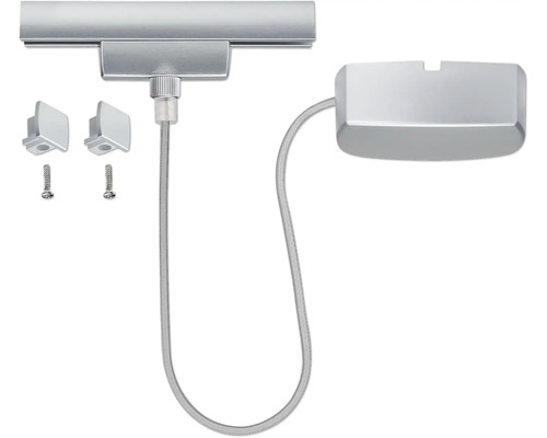 Komplett set för installation av ett ljussystem med skena, kabel och monteringstillbehör.