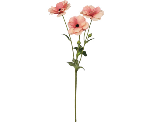 Konstväxt Ranunkel 67cm aprikos Konstgjord ranunkelblomma med blad och stjälk