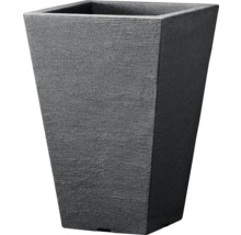 Grå, fyrkantig blomkruka