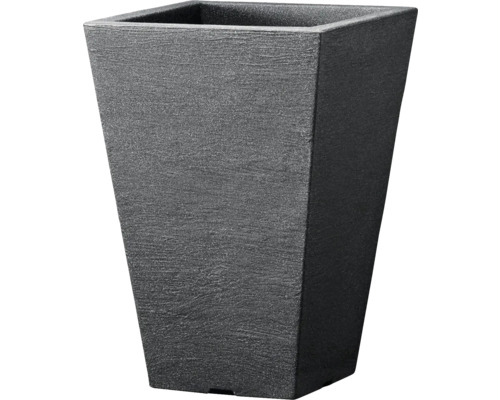 Grå, fyrkantig blomkruka