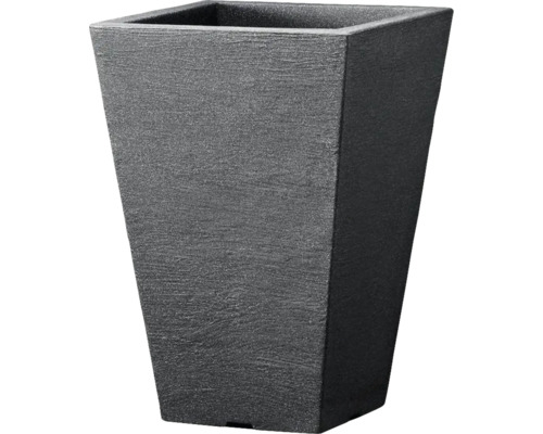 Grå, fyrkantig blomkruka