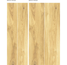 Beige keramiska plattor i trädesign, 20x120 och 30x120 centimeter