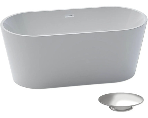 Fristående badkar med överfyllnadsskydd och avloppsgarnityr