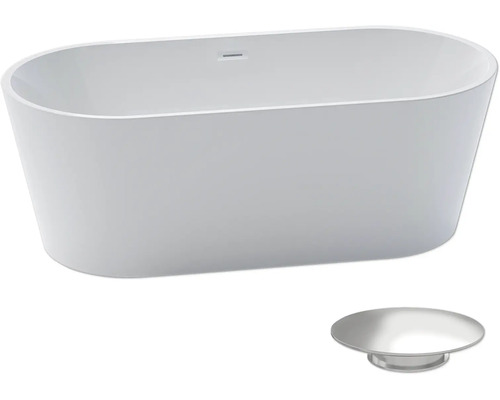 Fristående badkar med avloppsgarnitur
