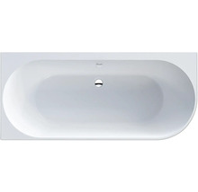 Ovalformat badkar med överfyllnadsskydd och avlopp