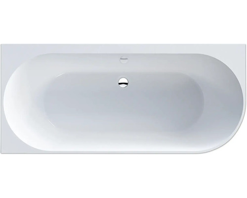 Ovalformat badkar med överfyllnadsskydd och avlopp