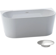 Fristående badkar med överfyllnadsskydd och avloppsarmatur