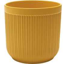 Gul blomkruka med vertikala ribbor.