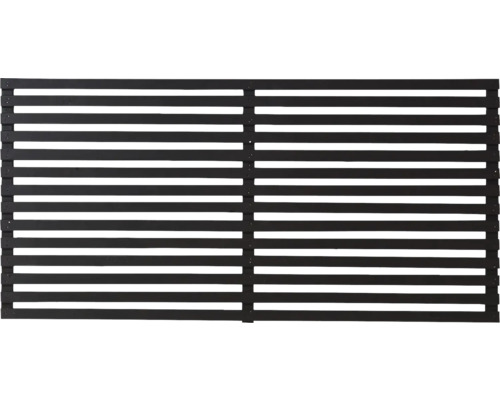 Tätt stängselelement med horisontella lameller för trädgården