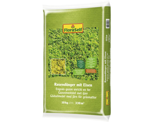 Gräsgödsel FLORASELF med järn 10kg Gräsmattegödsel med järn i en 10 kilograms förpackning för upp till 330 kvadratmeter