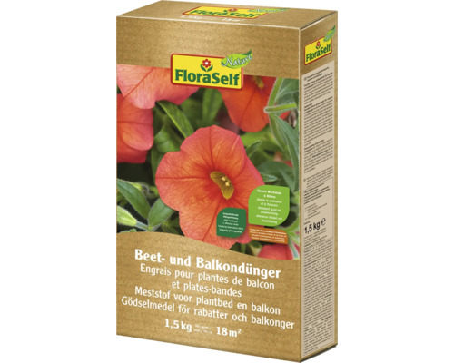 FloraSelf Gödselmedel för rabatter och balkonger, 1,5 kilograms förpackning