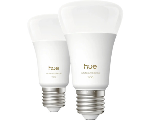 LED-lampa PHILLIPS HUE WA E27 75W 2-pack Två Philips Hue White Ambiance 1100 glödlampor
