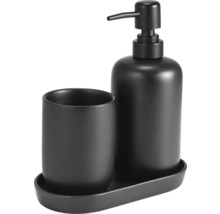 Tvålpump med mugg och bricka för badrummet