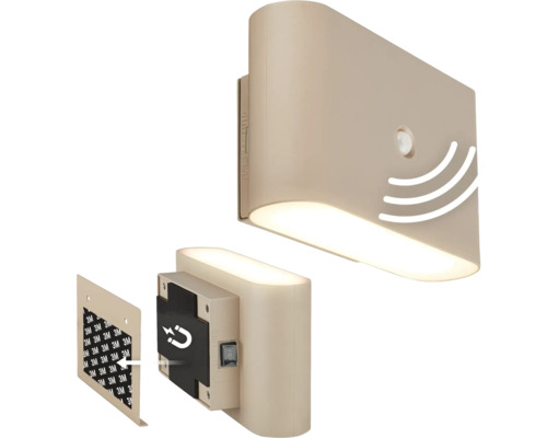 Väggspotlight BRILONER 3W 270lm uppladdningsbar självhäftande/magnetisk Vägglampa med rörelsedetektor och magnetfäste