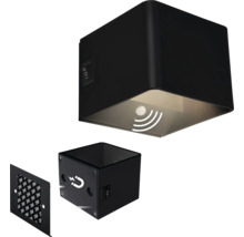 Svart magnetisk LED-lampa med strömbrytare och monteringsmaterial