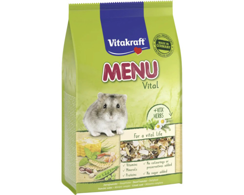 Förpackning med Vitakraft Menu Vital dvärghamsterfoder