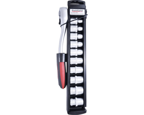 Pattfield hylsnyckelsats 12.7 mm med spärrhandtag och olika hylsor