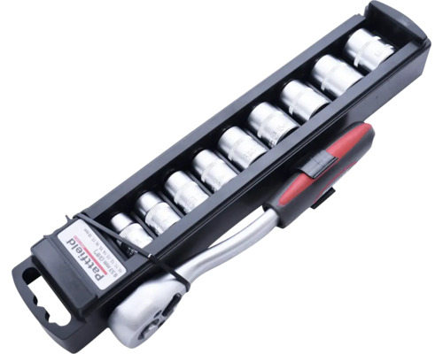 Pattfield hylsnyckelsats med spärr och hylsor