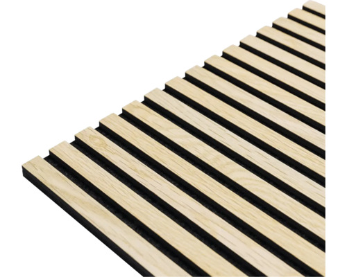 Akustikpanel med träribbor på svart filt