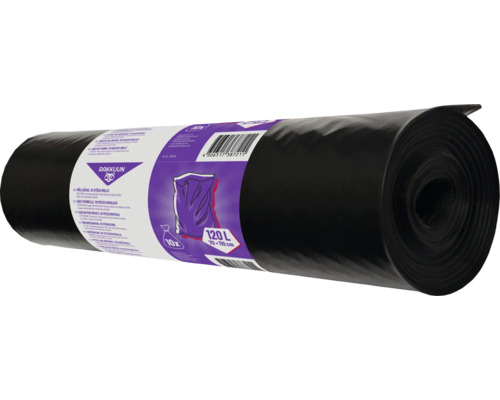 Rulle svarta sopsäckar, 10 stycken, 120 liter