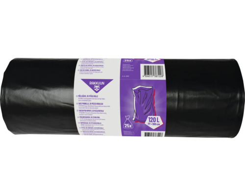 Sopsäck RAKKUUN svart 120L 25st per rulle Rulle sopsäckar, 25 stycken, 120 liter