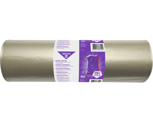Sopsäck RAKKUUN 120L 70x110cm transparent 50st Rulle sopsäckar, 50 stycken, 120 liter, cirka 70 x 110 centimeter