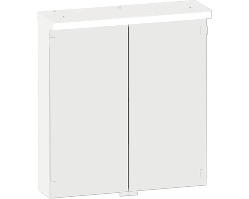 Spegelskåp med belysning POLARIA Nora 600 JFB vit pulvermålat stål 62x70cm eluttag dubbelt LED IP44 8946376 Badrumsskåp med två dörrar
