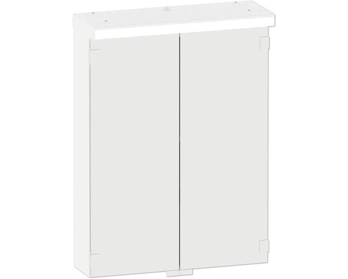 Spegelskåp med belysning POLARIA Nora 500 vit pulvermålat stål 50x70cm eluttag dubbelt LED IP44 8946369 Spegelskåp med två dörrar