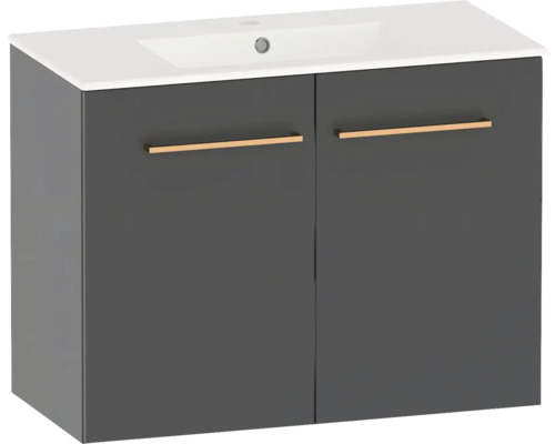 Tvättställsskåp med två dörrar och rektangulärt tvättställ