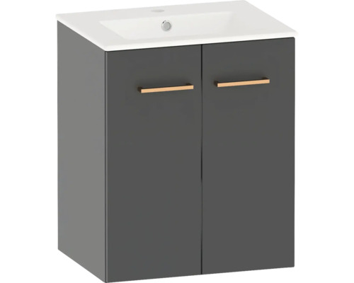 Tvättställsskåp med två dörrar och tvättställ