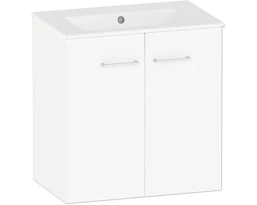 Tvättställsunderskåp POLARIA Stila 550 soft-close vit pulvermålat stål 55x60 cm 8847125 Tvättställsskåp med två dörrar