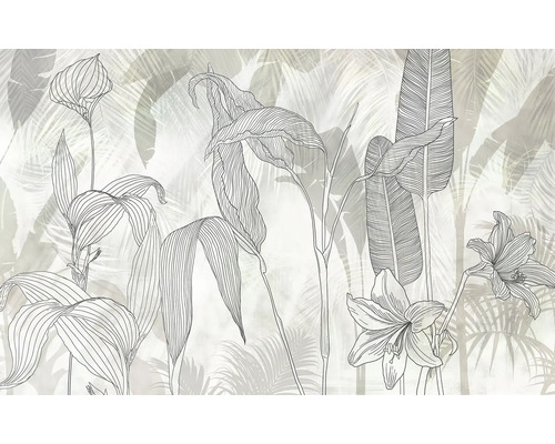 Illustration av växter och blad som väggdekoration