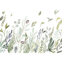 Illustration av olika gröna växter på vit bakgrund