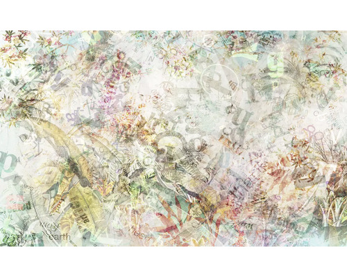 Abstrakt mönster med blommor och bokstäver