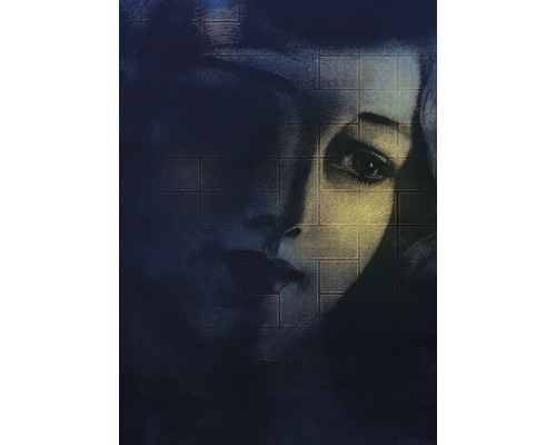 Abstrakt porträtt av en kvinna med ett geometriskt mönster