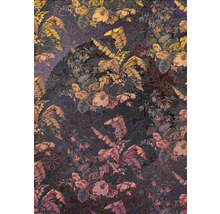 Dekorativ textil med blommönster och blad