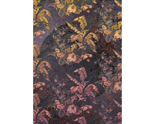 Dekorativ textil med blommönster och blad