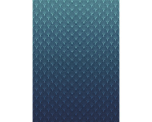 Blått tapetmönster med fläktdesign