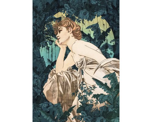 Dekorativ väggdekoration med kvinnoporträtt och blomstermotiv