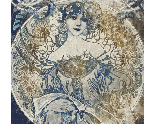 Dekorativ väggbild med kvinna i jugendstil