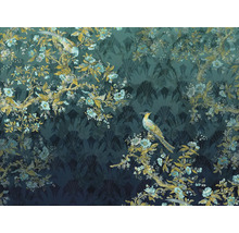 Tapet med blommönster och fågelmotiv