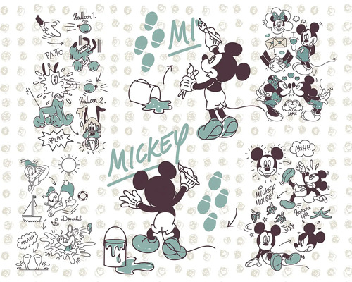 Mickey Mouse illustration med Kalle Anka och Pluto
